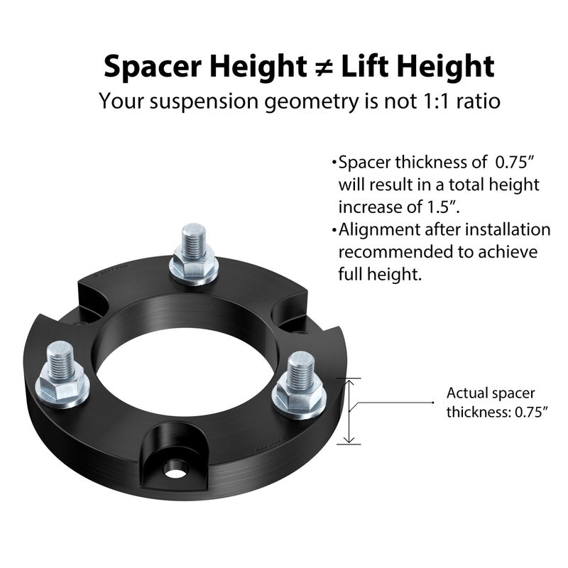 RockTrix Front Suspension Lift Kit - 1.5 inch Lift - Compatible with 2005-2021 Toyota Tacoma (6-Lug), 2003-2021 4Runner, 2007-2014 FJ Cruiser (4WD) - Leveling Kit Strut Upper Top Aluminum Spacers Accessories - Image 2